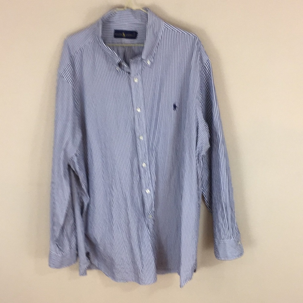 Ralph Lauren Blue Label Striped Button Down Shirt Size 18 34/35